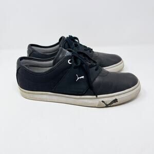 Puma Mens 10.5 Black El Ace Core Plus Sneakers Textured Lace Up Shoe Fashion